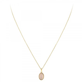 Collier SC Bohème orné d'un quartz rose en Métal rhodié Finement doré