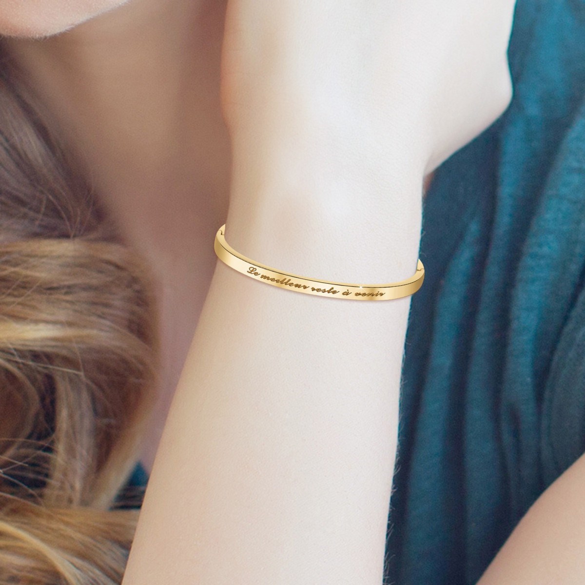Le meilleur reste à venir - Bracelet SC Crystal en Acier Finement doré - vue 2