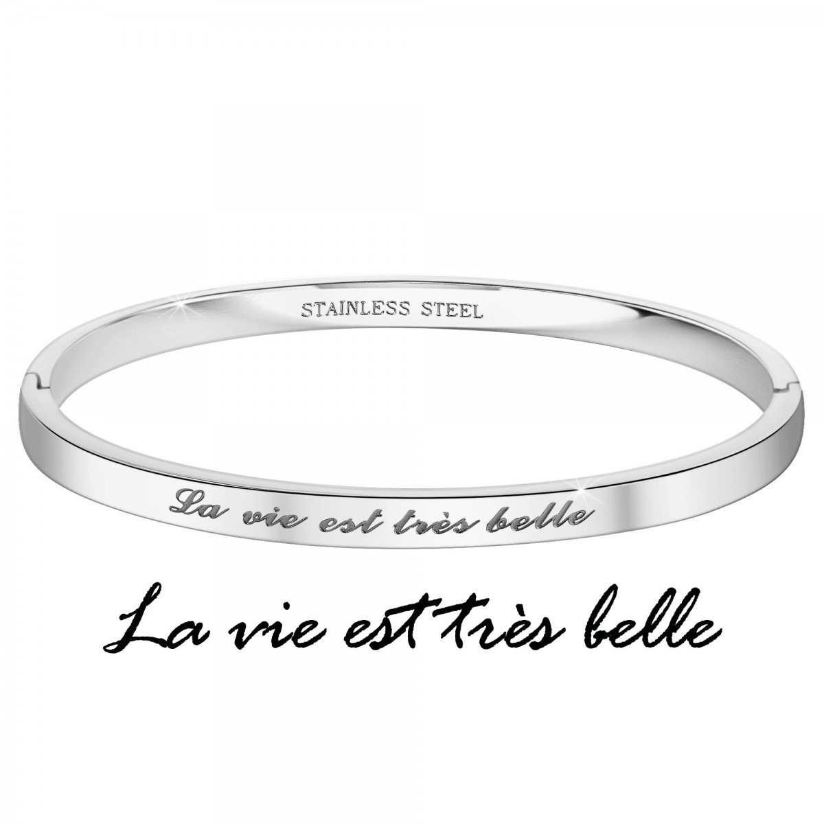 La vie est très belle - Bracelet SC Crystal en Acier Rhodié argenté - vue 3