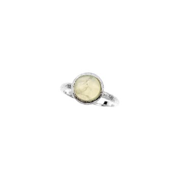 BAGUE PREHNITE ARGENT RHODIE 925