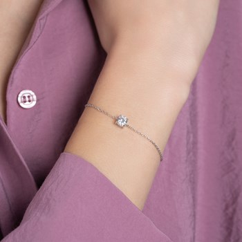 Bracelet Brillaxis argent rhodié solitaire 4 griffes