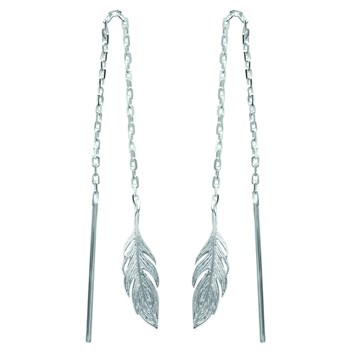 Boucles d'oreilles Brillaxis plumes pendantes argent