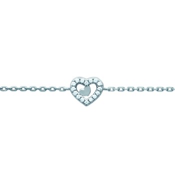 Bracelet Brillaxis argent rhodié petit coeur