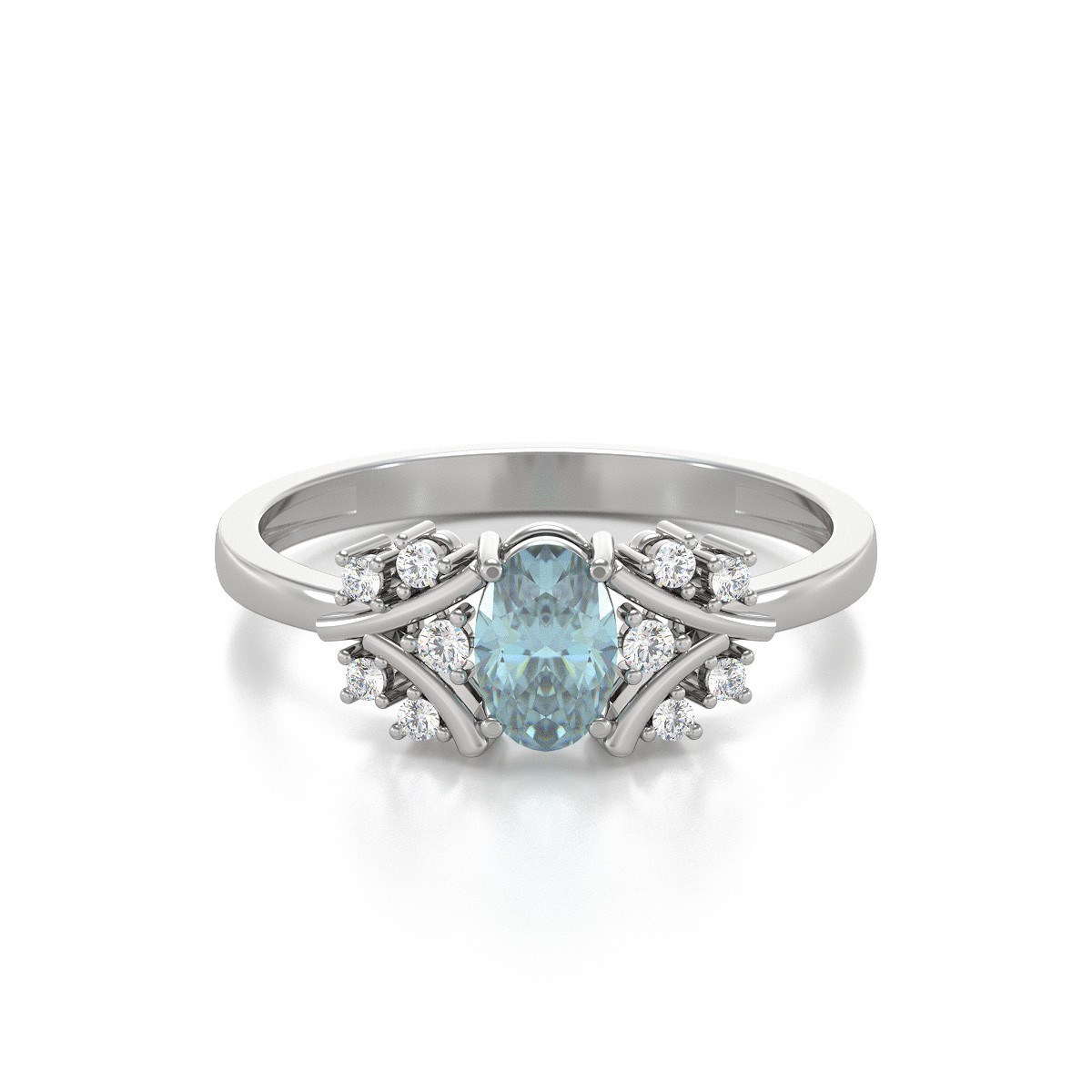 Bague Aigue-Marine et diamants sur Argent 925 1.556grs - vue 3