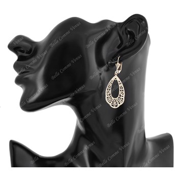 Boucles d'oreilles dormeuses arabesque de fleurs Plaqué OR 750 3 microns