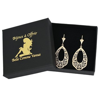 Boucles d'oreilles dormeuses arabesque de fleurs Plaqué OR 750 3 microns