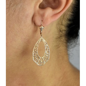 Boucles d'oreilles dormeuses arabesque de fleurs Plaqué OR 750 3 microns