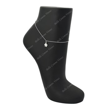 Anklet chain small flower zirconium oxide Silver 925 Rhodium plated