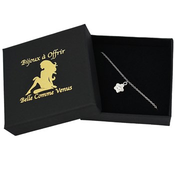 Anklet chain small flower zirconium oxide Silver 925 Rhodium plated