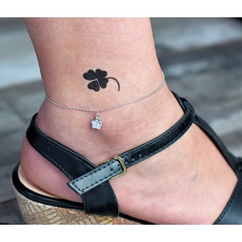 Anklet chain small flower zirconium oxide Silver 925 Rhodium plated