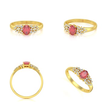 Bague ADEN Or 585 Jaune Rubis et diamants 2.934grs