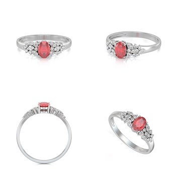 Bague ADEN Or 585 Blanc Rubis et diamants 2.934grs