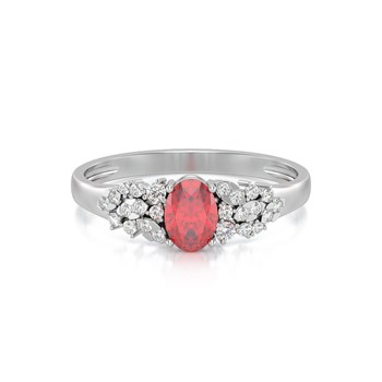 Bague ADEN Or 585 Blanc Rubis et diamants 2.934grs
