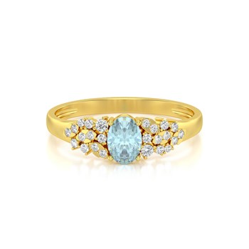 Bague ADEN Or 585 Jaune Aigue-Marine et diamants 2.934grs