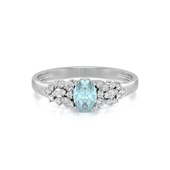 Bague ADEN Or 585 Blanc Aigue-Marine et diamants 2.934grs
