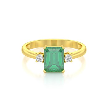 Bague ADEN Or 585 Jaune Emeraude et diamants 2.46grs