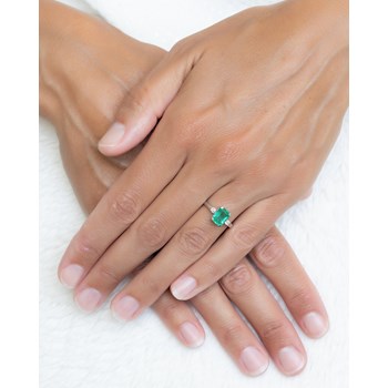 Bague d'Emeraude et Diamants en Or Blanc 585 - 2.46grs | Bijoux Raffinés et Luxueux