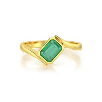 Bague ADEN Or 585 Jaune Emeraude 2.26grs