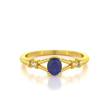 Bague ADEN Or 585 Jaune Solitaire Saphir et diamants 2.094grs