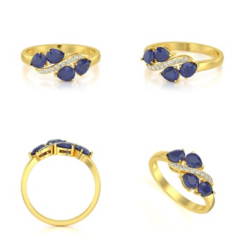 Bague ADEN Or 585 Jaune Saphir et diamants 2.414grs