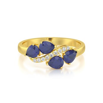 Bague ADEN Or 585 Jaune Saphir et diamants 2.414grs