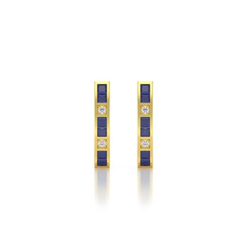 Boucles d'oreilles ADEN Or 585 Jaune Saphir et Diamants 2.40grs
