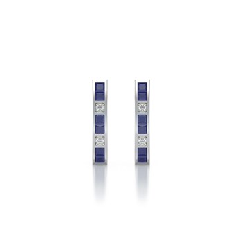 Boucles d'oreilles ADEN Or 585 Blanc Saphir et Diamants 2.40grs