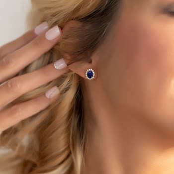 Boucles d'oreilles ADEN Saphir et Diamants sur Argent 925 2.25grs