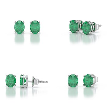 Oorbellen ADEN Smaragd Ovaal op 925 sterling zilver 1.02grs