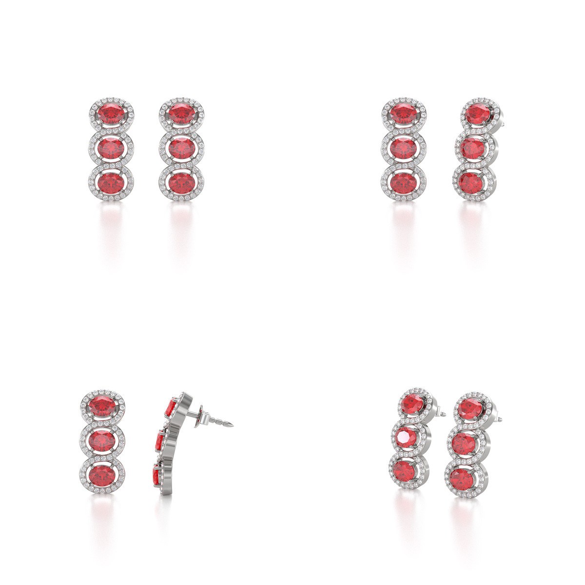 Boucles d'oreilles ADEN Rubis et Diamants sur Argent 925 4.55grs - vue 2