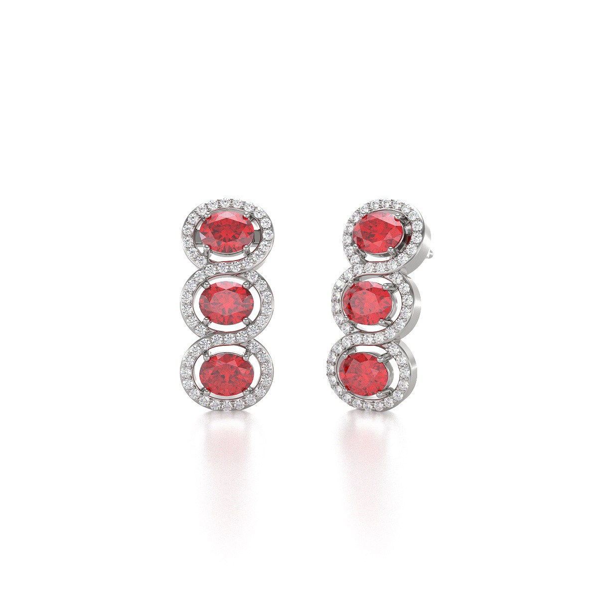 Boucles d'oreilles ADEN Rubis et Diamants sur Argent 925 4.55grs - vue 3