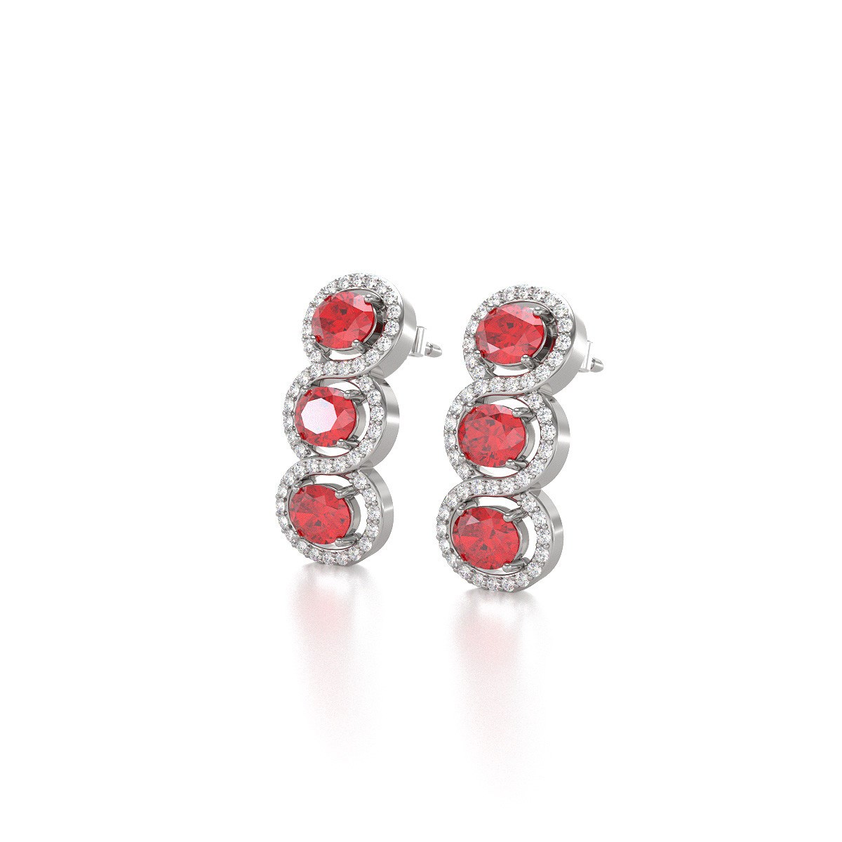 Boucles d'oreilles ADEN Rubis et Diamants sur Argent 925 4.55grs - vue 4