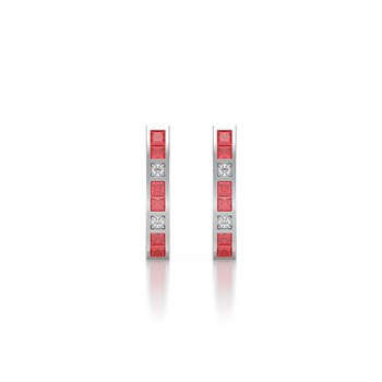 Boucles d'oreilles ADEN Rubis et Diamants sur Argent 925 2.40grs