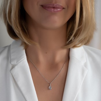 Collier Aigue-Marine & Diamant en Argent 925 | 0.75gr | Pendentif Raffiné - Aden