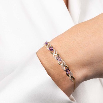 Bracelet chaine Or Jaune 'Launceston' Diamants 0,42 carat et Améthyste 2,8 carat