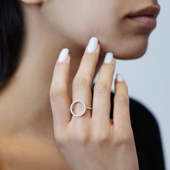 Bague Argent Ronde Zirconium Blanc