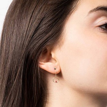 Boucles d'oreilles Or Jaune 375 et Rubis 'Cerceaux de rubis '