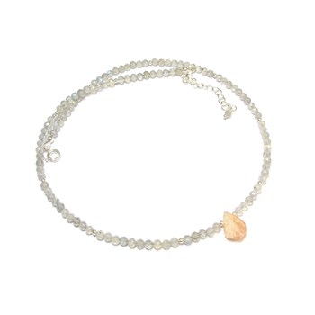 Collier Labradorite Et Pierre De Soleil Argent 925