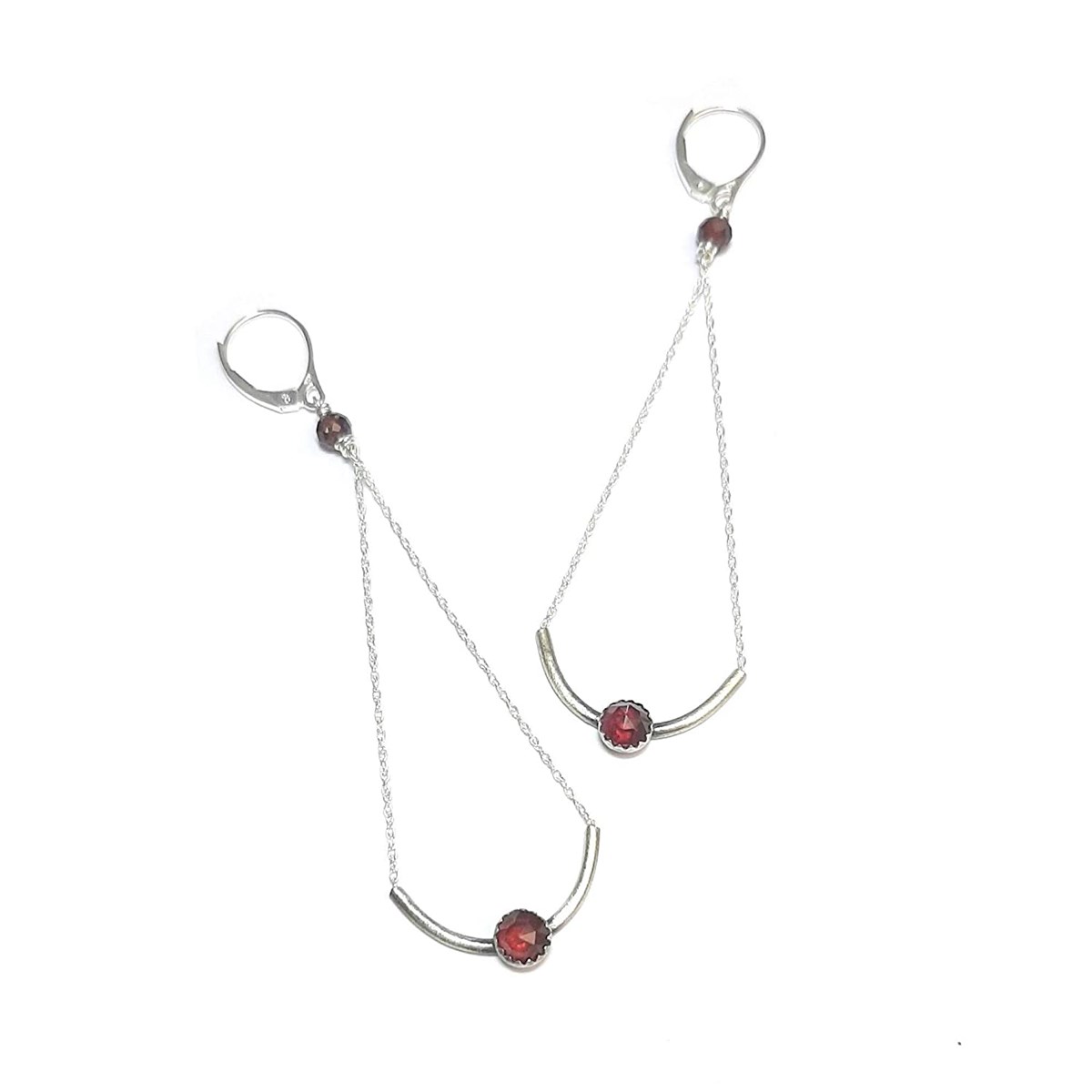 Boucles D'Oreilles Argent 925 Et Grenat - vue 3
