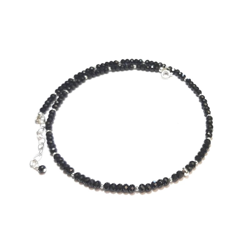 Collier Spinelle Noire Argent 925
