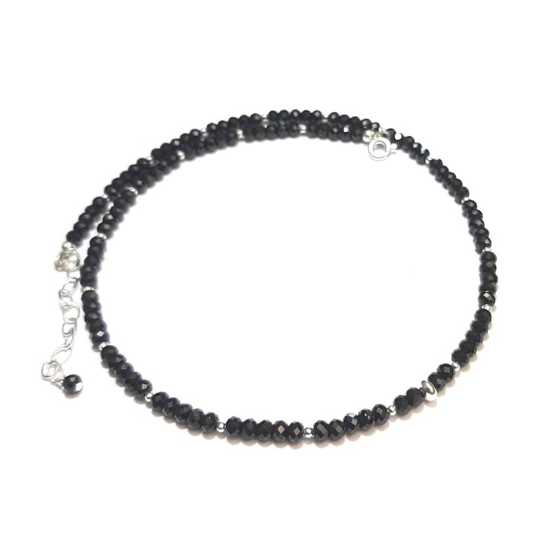 Collier Spinelle Noire Argent 925 - vue 2