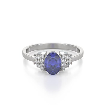 Bague ADEN Or 585 Blanc Tanzanite et diamants 2.24grs