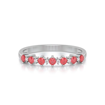 Bague ADEN Or 585 Blanc Rubis et diamants 1.7grs