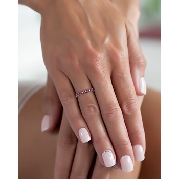 Bague ADEN Or 585 Blanc Rubis et diamants 1.7grs
