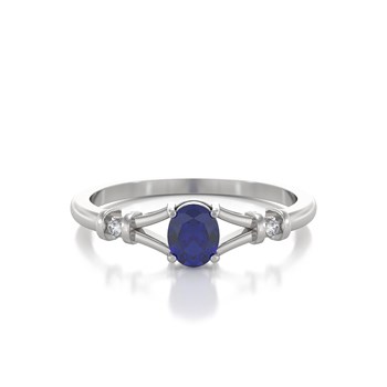 Bague ADEN Or 585 Blanc Solitaire Saphir et diamants 2.094grs