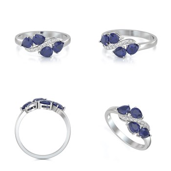 Bague ADEN ADEN Or 585 585 Blanc Saphir et diamants 2.414grs