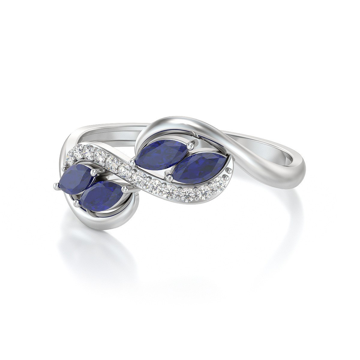 Bague Saphir et diamants sur Argent 925 1.546grs - vue 4