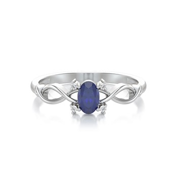 Bague Saphir et diamants sur Argent 925 1.85grs