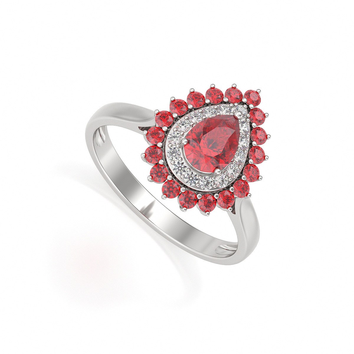 Bague ADEN Rubis et diamants sur Argent 925 3.15grs