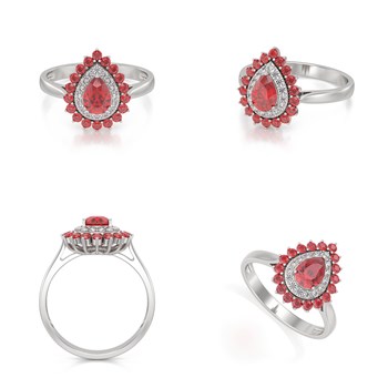Bague ADEN Rubis et diamants sur Argent 925 3.15grs